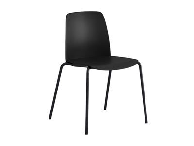 Stol Helmer, sits/ryggstöd i plast, 4-pack, sits svart, underrede svart