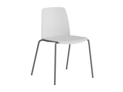 Stol Helmer, sits/ryggstöd i plast, 4-pack, sits vit, underrede silver