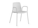 Stol Helmer, sits/ryggstöd i plast, 4-pack, sits vit, underrede vitt, med armstöd