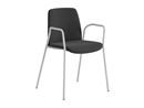 Stol Helmer, sits/ryggstöd stoppade, 4-pack, sits svart, underrede vitt, med armstöd