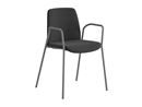 Stol Helmer, sits/ryggstöd stoppade, 4-pack, sits svart, underrede silver, med armstöd