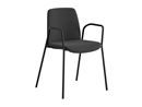 Stol Helmer, sits/ryggstöd stoppade, 4-pack, sits svart, underrede svart, med armstöd