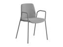 Stol Helmer, sits/ryggstöd stoppade, 4-pack, sits ljusgrå, underrede silver, med armstöd