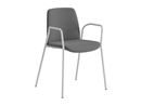 Stol Helmer, sits/ryggstöd stoppade, 4-pack, sits mörkgrå, underrede vitt, med armstöd