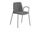 Stol Helmer, sits/ryggstöd stoppade, 4-pack, sits mörkgrå, underrede silver, med armstöd