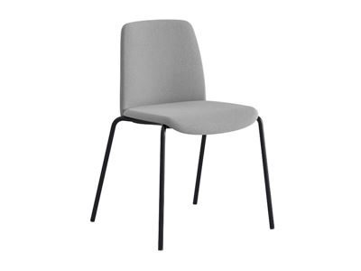 Stol Helmer, sits/ryggstöd stoppade, 4-pack, sits ljusgrå, underrede svart