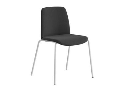 Stol Helmer, sits/ryggstöd stoppade, 4-pack, sits svart, underrede vitt