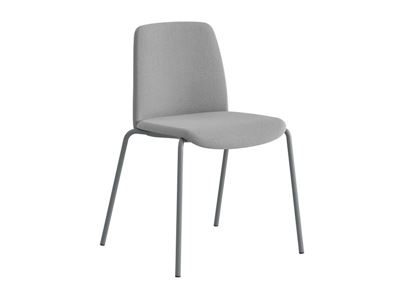 Stol Helmer, sits/ryggstöd stoppade, 4-pack, sits ljusgrå, underrede silver