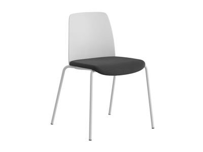 Stol Helmer, sits stoppad, ryggstöd plast, 4-pack, sits vit/svart, underrede vitt