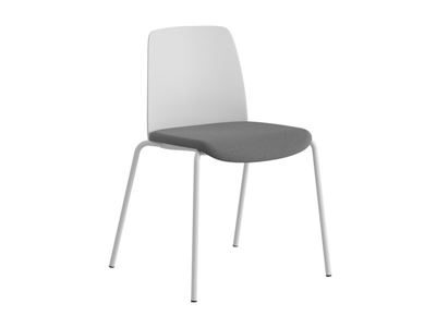 Stol Helmer, sits stoppad, ryggstöd plast, 4-pack, sits vit/mörkgrå, underrede vitt