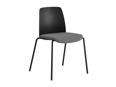 Stol Helmer, sits stoppad, ryggstöd plast, 4-pack, sits svart/mörkgrå, underrede svart