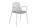 Stol Helmer, sits stoppad, ryggstöd plast, 4-pack, sits vit/ljusgrå, underrede vitt, med armstöd