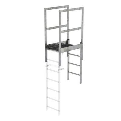 Utsteg med övergång för väggstege Emilio, galvaniserat stål, fri längd 880 mm