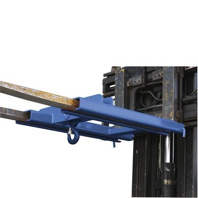 Trucktillsats med lastkrok Arnulf, för två gaffelarmar, lastkapacitet 3000 kg, blå