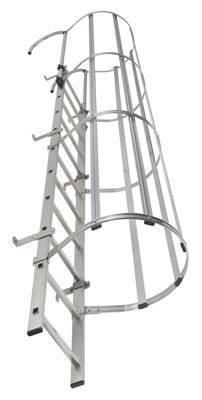 Fasadstege med ryggskydd Fanny, stegpinnar BxD 440 x 30 mm, aluminium, 21 stegpinnar
