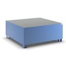 Uppsamlingskärl Rufus, för 1 x 1000 l-container/4 x 200 l-fat, stående, pulverlackerad, blå RAL 5012