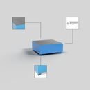 Uppsamlingskärl Rufus, för 1 x 1000 l-container/4 x 200 l-fat, stående, pulverlackerad, blå RAL 5012