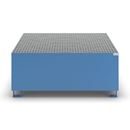 Uppsamlingskärl Rufus, för 1 x 1000 l-container/4 x 200 l-fat, stående, pulverlackerad, blå RAL 5012