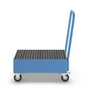 Fatpallsvagn Mona, LxB 800 x 500 mm, 2 x 60-litersfat, stående, blå RAL 5012