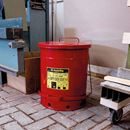 Brandsäker avfallsbehållare Herman, rund, med pedal, volym 53 l