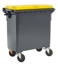 Sopkärl på hjul Vilma, volym 770 l, BxHxD 1360 x 1330 x 770 mm, antracitgrå/gul