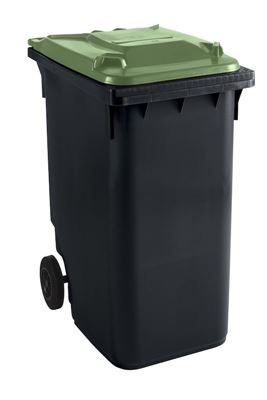 Soptunna av plast , volym 360 l, BxHxD 665 x 1115 x 880 mm, antracitgrå/grön