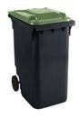 Soptunna av plast, DIN EN 840, 360 l, BxDxH 665 x 880 x 1115 mm, antracitgrå/grön