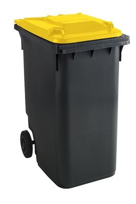 Soptunna av plast , volym 360 l, BxHxD 665 x 1115 x 880 mm, antracitgrå/gul