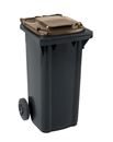Soptunna av plast, DIN EN 840, 120 l, BxDxH 491 x 555 x 934 mm, antracitgrå/brun
