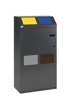 Källsorteringsskåp Belinda, skåp med fyra fack, volym 100 liter, järnglimmer