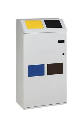 Källsorteringsskåp Belinda, skåp med fyra fack, volym 100 liter, ljusgrå