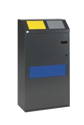 Källsorteringsskåp Belinda, skåp med tre fack, volym 100 liter, järnglimmer