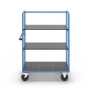 Plockvagn med gallersidor Bodil, massivgummihjul, lastyta LxB 1175 x 800 mm, 3 hyllplan