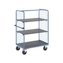 Plockvagn med gallersidor Bodil, massivgummihjul, lastyta LxB 1175 x 800 mm, 3 hyllplan