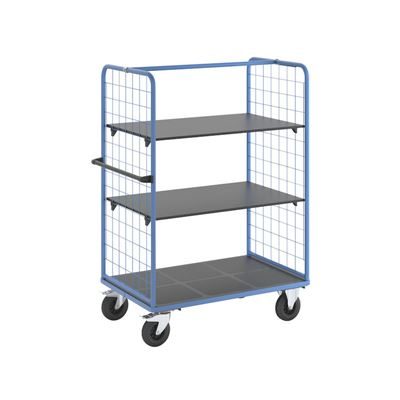 Plockvagn med gallersidor Bodil, massivgummihjul, lastyta LxB 1175 x 800 mm, 3 hyllplan