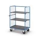 Plockvagn med gallersidor Bodil, massivgummihjul, lastyta LxB 1175 x 800 mm, 3 hyllplan