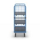 Plockvagn med gallersidor Bodil, massivgummihjul, lastyta LxB 975 x 700 mm, 3 hyllplan