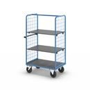 Plockvagn med gallersidor Bodil, massivgummihjul, lastyta LxB 975 x 700 mm, 3 hyllplan