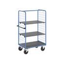 Plockvagn med gallersidor Bodil, massivgummihjul, lastyta LxB 975 x 700 mm, 3 hyllplan