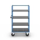 Plockvagn med gallersidor Bodil, massivgummihjul, lastyta LxB 975 x 700 mm, 4 hyllplan