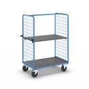 Plockvagn med gallersidor Bodil, massivgummihjul, lastyta LxB 1175 x 800 mm, 2 hyllplan