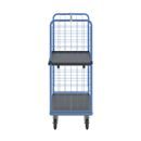 Plockvagn med gallersidor Bodil, massivgummihjul, lastyta LxB 975 x 700 mm, 2 hyllplan, med kant