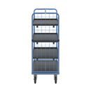 Plockvagn med gallersidor Bodil, massivgummihjul, lastyta LxB 975 x 700 mm, 4 hyllplan, med kant