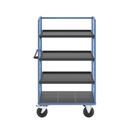 Plockvagn med gallersidor Bodil, massivgummihjul, lastyta LxB 975 x 700 mm, 4 hyllplan, med kant