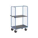 Plockvagn med gallersidor Bodil, massivgummihjul, lastyta LxB 975 x 700 mm, 2 hyllplan