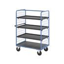 Plockvagn med gallersidor Bodil, massivgummihjul, lastyta LxB 1175 x 800 mm, 4 hyllplan, med kant