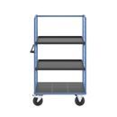 Plockvagn med gallersidor Bodil, massivgummihjul, lastyta LxB 975 x 700 mm, 3 hyllplan, med kant