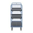 Plockvagn med gallersidor Bodil, massivgummihjul, lastyta LxB 1175 x 800 mm, 3 hyllplan, med kant