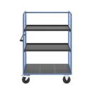 Plockvagn med gallersidor Bodil, massivgummihjul, lastyta LxB 1175 x 800 mm, 3 hyllplan, med kant