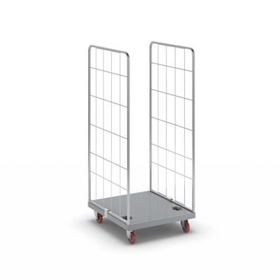 Rullcontainer i rostfritt stål Frida, rostfritt stål, med 2 sidogaller